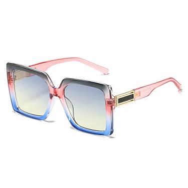 Imagem de Óculos de Sol Quadrado Grandes Mulheres Armação de Metal Vintage Óculos de Sol Masculino Feminino Sombras Retro Gradiente Moda Retrô Óculos, 5, Tamanho Único