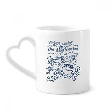 Imagem de Caneca azul polvo marinho padrão vida marinha caneca café cerâmica copo coração vidro