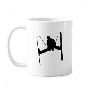 Imagem de Caneca preta Esqui Esqui Esporte Inverno Cerâmica Xícara de Porcelana Café Louça