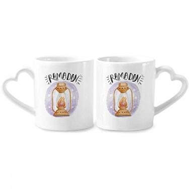 Imagem de Conjunto de canecas de porcelana para casais, com estampa de desenho animado, lanterna de celeiro colorida
