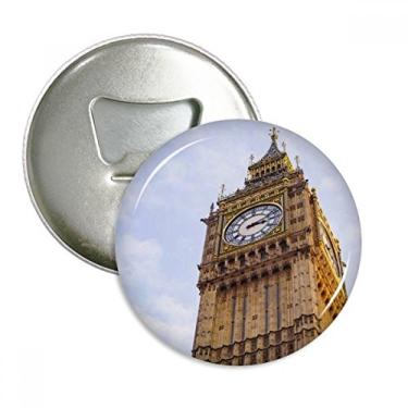 Imagem de Big Ben Blue Sky White Clouds Abridor de garrafas ímã de geladeira emblema multifuncional