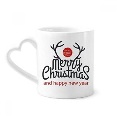 Imagem de Alce de Natal Ano Novo Festival de Inverno Caneca Café Cerâmica Copos Copo de Coração de Vidro