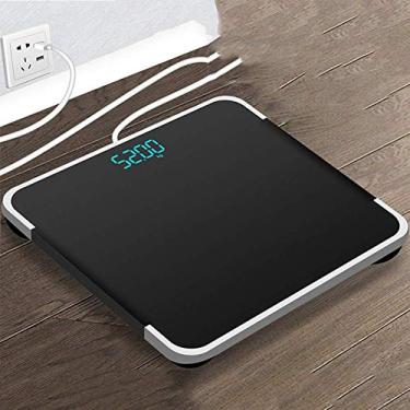 Imagem de balança de pesagem digital, balanças de banheiro de observadores eletrônicos de peso, tela oculta ultrafina de alta precisão, com cabo de carregamento USB, vermelho