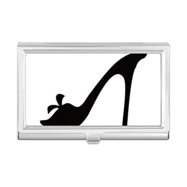 Imagem de Carteira de bolso com salto alto preto com estampa de flores e porta-cartões