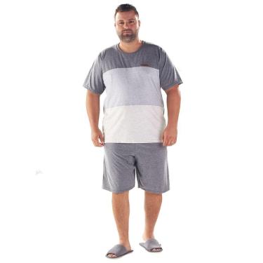 Imagem de Pijama Masculino Curto Pluz Size Pzama Cinza 090182
