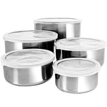 Imagem de Rocie Conjunto de Potes Inox com Tampa Plástica 5 Peças - Wincy