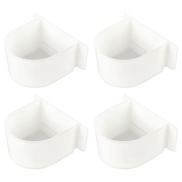 Imagem de AHANDMAKER 4 peças de reposição para gaiola de papagaio copo de comida e água, comedouros de pássaros brancos com asas universais, copos de plástico para animais de estimação para pássaros pequenos