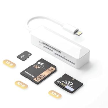 Imagem de [Certificado Apple MFi] Leitor de cartão SD para iPhone, adaptador de leitor de cartão SD de memória Lightning XD de alta velocidade adaptador de câmera para iPhone 14/13/12/11/XS/XR/X/8/7/6/5,