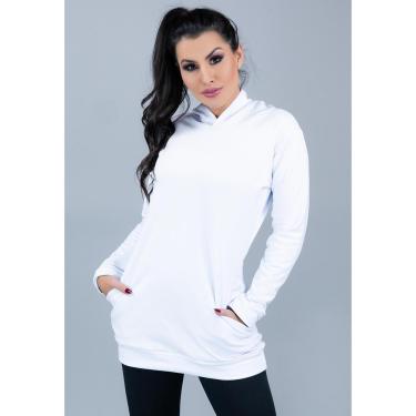 Imagem de Casaco MVB Modas Manga Longa Feminino Moletom Flanelado Capuz-Feminino