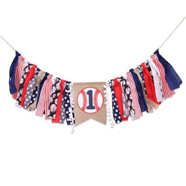 Imagem de Banner de cadeira alta de beisebol 1º aniversário menino - decorações de primeiro aniversário para menino, roupa de quebra de bolo, faixa de cadeira alta