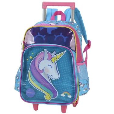 Imagem de Mochila De Rodinhas Unicórnio Azul Luxcel Up4you