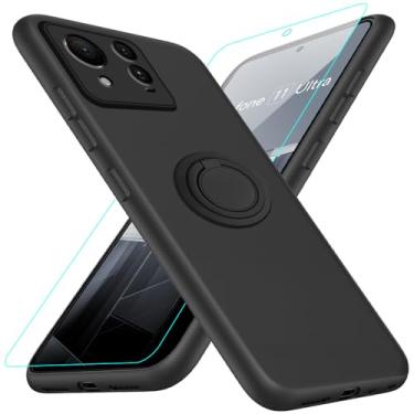 Imagem de Capa para celular ASUS Zenfone 11 Ultra com protetor de tela de vidro, suporte de anel giratório de 360° com suporte/suporte de silicone TPU à prova de choque capa protetora para ASUS Zenfone 11 Ultra