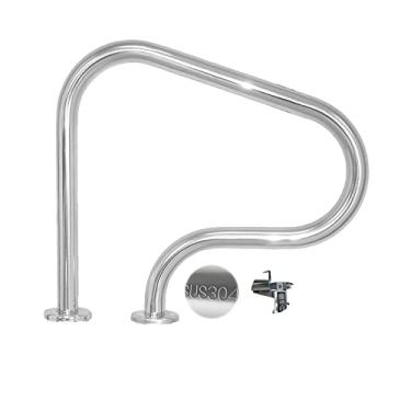 Imagem de Trilho de mão para piscina de aço inoxidável 304 corrimão de segurança para piscina 199 kg, capacidade de carga, prata, à prova de ferrugem