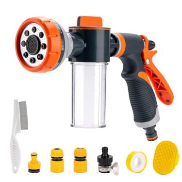 Imagem de Pup Jet Dog Wash, acessório de mangueira de luxo de 8 padrões com garrafa dispensador de sabão, pulverizador de alta pressão com vários conectores, adequado para carros, animais de estimação, cuidados