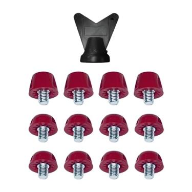 Imagem de shamjina 12pçs pontas de sapato de futebol, acessórios de sapatos de pista m5 com chave, chuteiras de bota de futebol de relvado, pinos de rugby para, Vermelho escuro