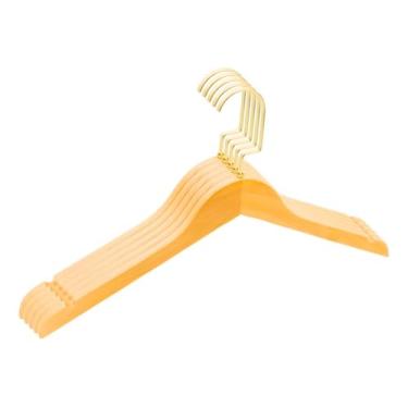 Imagem de 5 Cabide De Madeira Marfim Adulto Com Gancho Luxo Italiano Dourado rose prata e preto(DOURADO)