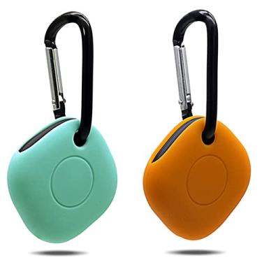 Imagem de (2 unidades) Capas para Samsung Galaxy SmartTags, Doweiss Capa protetora de borracha premium, antiarranhões, leve com clipes, chaveiro adequado para Galaxy SmartTags/SmartTag+ Plus (laranja + verde