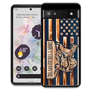Imagem de DAIZAG Capa compatível com Google Pixel 6A, não tread on me bandeira americana de grão de madeira para homem e mulher, proteção completa à prova de choque capa de TPU antiarranhões para Google Pixel 6A