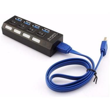 Imagem de Hub Usb 3.0 Com 4 Portas High Speed 5 Gbps Com Teclas On/off - Exbom