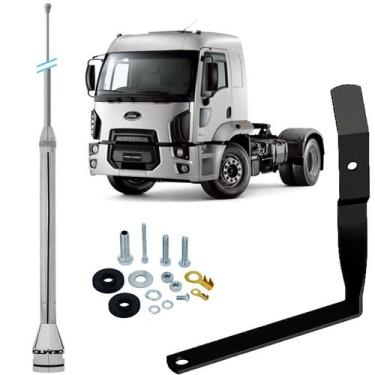 Imagem de Antena Móvel Px Inox 2,70m Alongador 60cm Suporte Ford Cargo Lado Moto