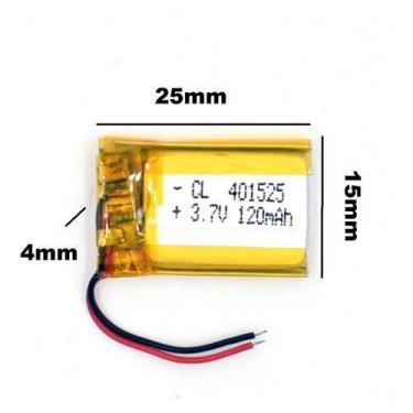 Imagem de Bateria 3,7v  Com 120mah  4mm X 15mm X 25mm Carta - KMIG
