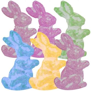 Imagem de Kit 6 Coelhos Decorativos Brilhantes de Isopor 9x5cm - Aliança