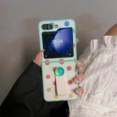 Imagem de Capa luxuosa de couro pu com suporte de anel, para samsung galaxy z flip 6 4 5 3 z6 flip4 capa protetora fina, hongbd, para samsung z flip 5