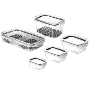 Imagem de Kit 5 Potes Ware Alimentos p/ ir no Micro-ondas e Congelador - Plasúti