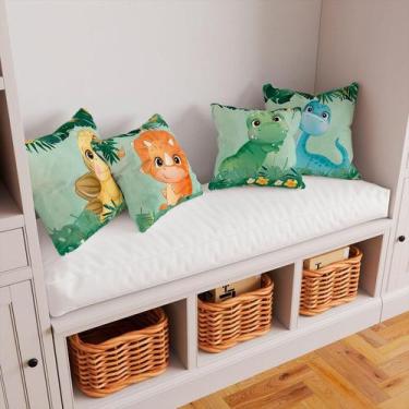 Imagem de Kit 4 Capas De Almofadas Decorativas Dino Baby Turminha - Core Decore