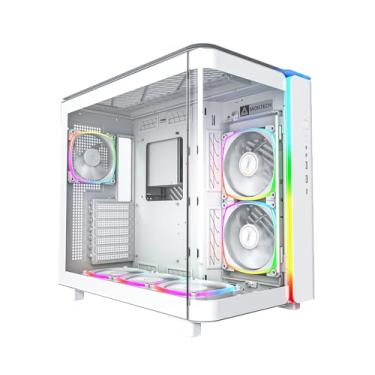 Imagem de MONTECH, Capa para jogos King 95 PRO Dual-Chamber ATX Mid-Tower PC Gaming, alto fluxo de ar, painéis sem ferramentas, frente de vidro temperado curvado resistente, seis ventoinhas ARGB PWM
