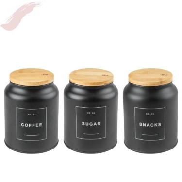 Imagem de Kit 3 pç Latas com Tampa de Bambu Linha Sense Lançamento Ou