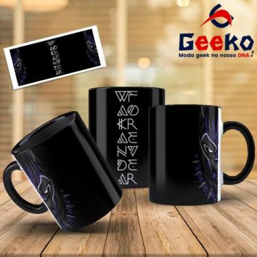 Imagem de Caneca Pantera Negra Wakanda Forever Black Panther Geeko, Preto, 325ml