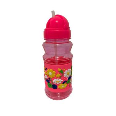 Imagem de Garrafa Infantil 400 ML Emborrachada 3D Alça - DONNA BELLISSIMA, Rosa