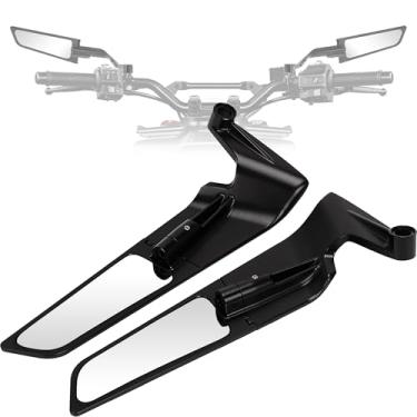 Imagem de Espelhos de motocicleta modificados, espelho retrovisor giratório de 360° com design aerodinâmico Stealth Wind Wing Side Mirror- Serve para Kawasaki Z400 Z650 Z1000 Duke 125 200 250 790 etc (grande)