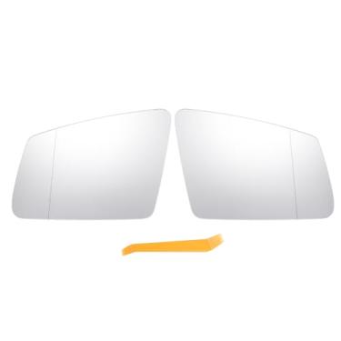Imagem de X AUTOHAUX Par de reposição de vidro retrovisor esquerdo direito do carro com placa de suporte vidro branco aquecido para Mercedes-Benz S/C/E-class W212 W204 W221