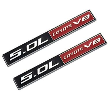 Imagem de 2pcs 5.0L Coyote V8 Emblems, 3D Trim Fender Hook Trunk Badge Decals Stickers Replacement for Mustang & F150(Chrome Red Black)