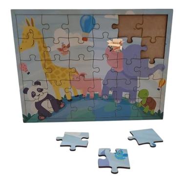 Imagem de Brinquedo Pedagógico Em Madeira Quebra Cabeça Infantil Desenhos Grandes 30 Peças (Safari Baby)