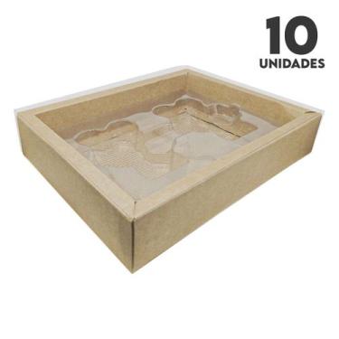 Imagem de Caixa Kraft para Ursinho de Chocolate 2 Cavidades - 10 Un - Crystal Fo