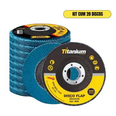 Imagem de KIt com 20 Discos Flap Zirconio Inox 4.1/2 GR 120 Curvo Titanium - 05449