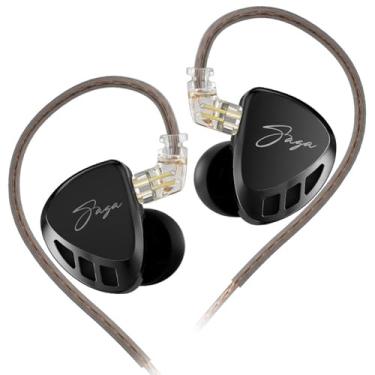 Imagem de FAAEAL Fone de ouvido KZ Saga HiFi versão equilibrada com conector de 3,5 mm, fone de ouvido IEM de música audiófila dinâmica 1DD, fones de ouvido esportivos para jogos de corrida, monitores