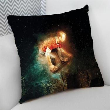 Imagem de Almofada Decorativa Cheia Personalizada Skate Skatista Cidade Noite - 