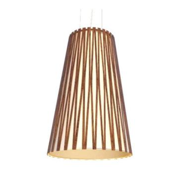 Imagem de Lustre Pendente Cônico 38x60cm 1xE27 Madeira Imbuia - FOXLustres