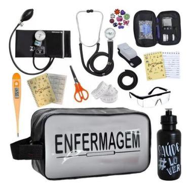 Imagem de Kit Enfermagem Aparelho Pressao Esteto Medidor Glicose Transparente En