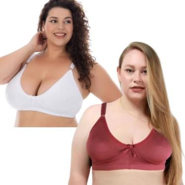 Imagem de Kit 2 Sutian Plus Size Reforçado Feminino Sem Bojo Alça Grossa Sustent