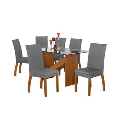 Imagem de Capa Pra Cadeira Jantar Para Mesa 6 Lugares Malha Gel Cinza - FLorenza