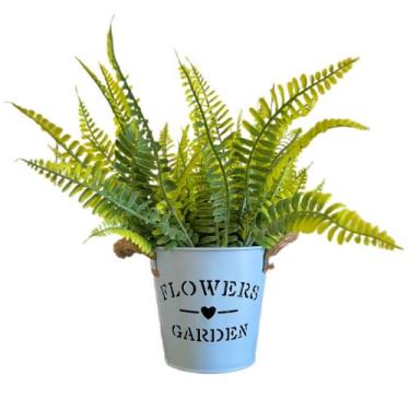 Imagem de Planta Artificial Samambaia + Vaso Metal Decoração - FlorImp