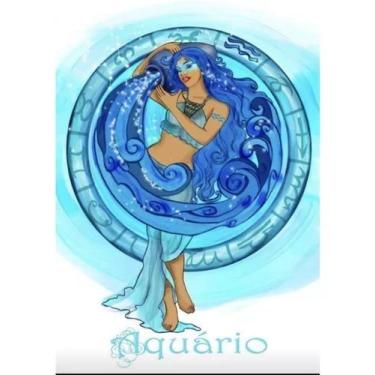 Imagem de Canga Praia Signos Poliéster Moda Verão Beach Astrologia - Blue, Aquar