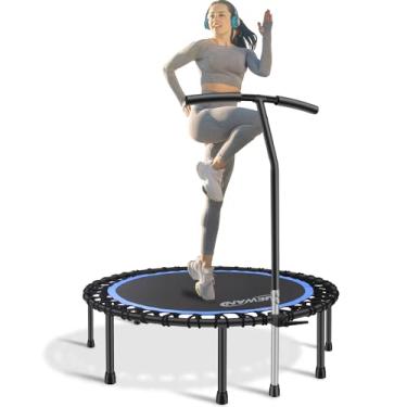 Imagem de NEWAN Mini Trampolim De Fitness Silencioso De 48" Com Alça De Espuma Ajustável, Trampolim De Exercício De Rebote Pequeno Interno Para Adultos, Treino Interno/Jardim - Limite Máximo De 330 Libras