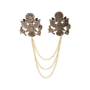 Imagem de A N KINGPiiN Broche de lapela masculino pássaro real com corrente pendurada broche de liga metálica, acessórios masculinos, Metal, Sem Pedra Preciosa