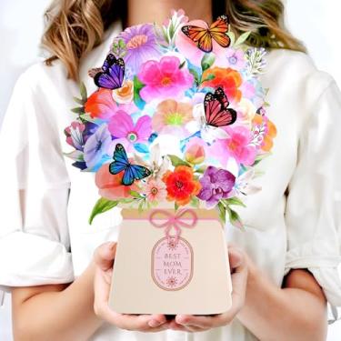 Imagem de LUZES & MÚSICA Cartão Pop Up do Dia das Mães, Orquídea, Lírio e Borboletas, 10 polegadas Tamanho Vida Para Sempre Buquê de Flores Cartões de Dia das Mães de Filha, Filho, Marido, Cartões de Presente